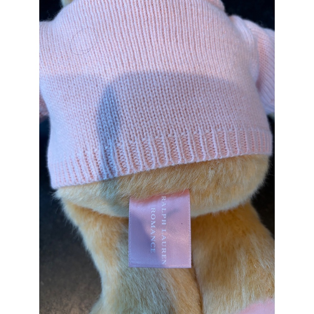 Ralph Lauren Polo Bear Plush Tan Teddy Bear Pink RL Logo Knit Sweater Designer - Picture 5 of 6